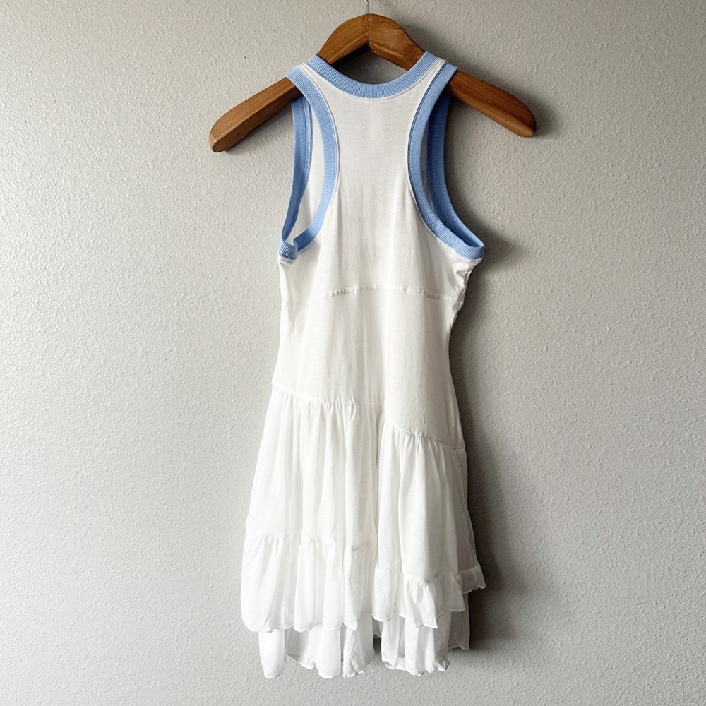 Daily Practice Anthro Varsity Sleeveless Tank Dress White Tiered Ruffle Size XS - Picture 6 of 10